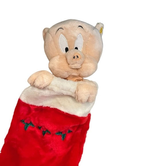 Vintage Looney Tunes porky pig Warner Brothers 20" singing Christmas Stocking - Picture 2 of 4
